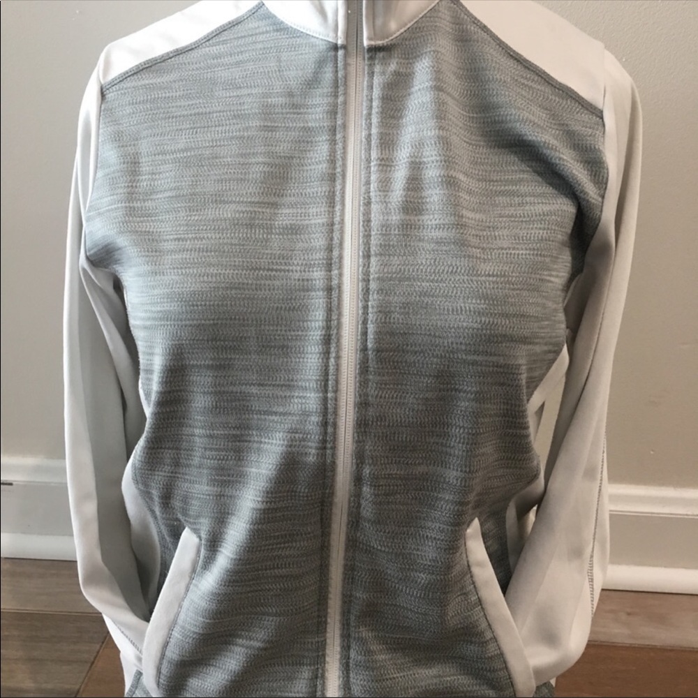 White/gray orange theory zip up